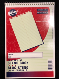 Notebook Steno Centre Line Green Paper