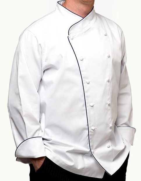 CHEFS JACKET BLUE PIPING  POLY w/ HOS & CUL STUDENT (SKU 1040724083)