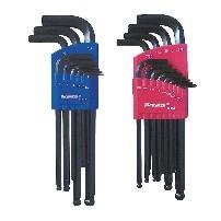 Hex Key Set, Metric And Sae, Long, 22 Pieces, Plastic Holder, Black Oxide, 2 Tips, Ball End - main view